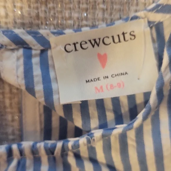 Crewcuts double-ruffle seersucker blue And White Stripes Blouse Shirt - Picture 5 of 7